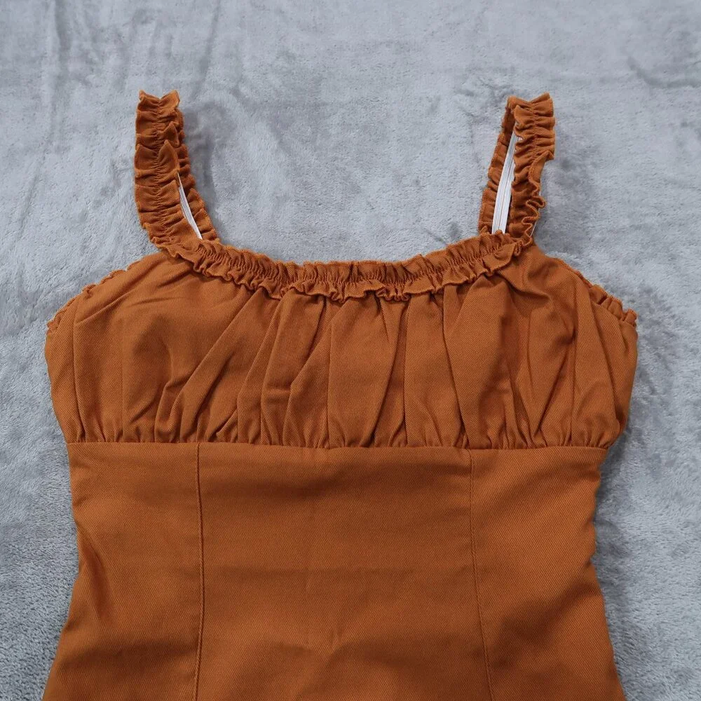 Haute Monde Dress Womens Spaghetti Strap Empire Waist Form Fitting NWT Orange L - Picture 3 of 15